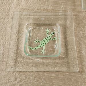 Pizzo Glass Art Gecko Trinket Tray